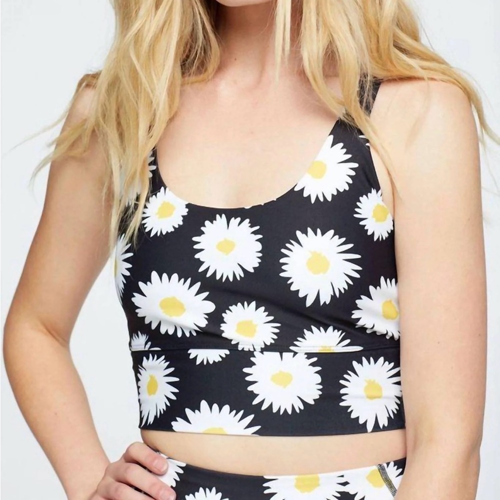 Year of Ours Black and White Daisy Sports bra Small